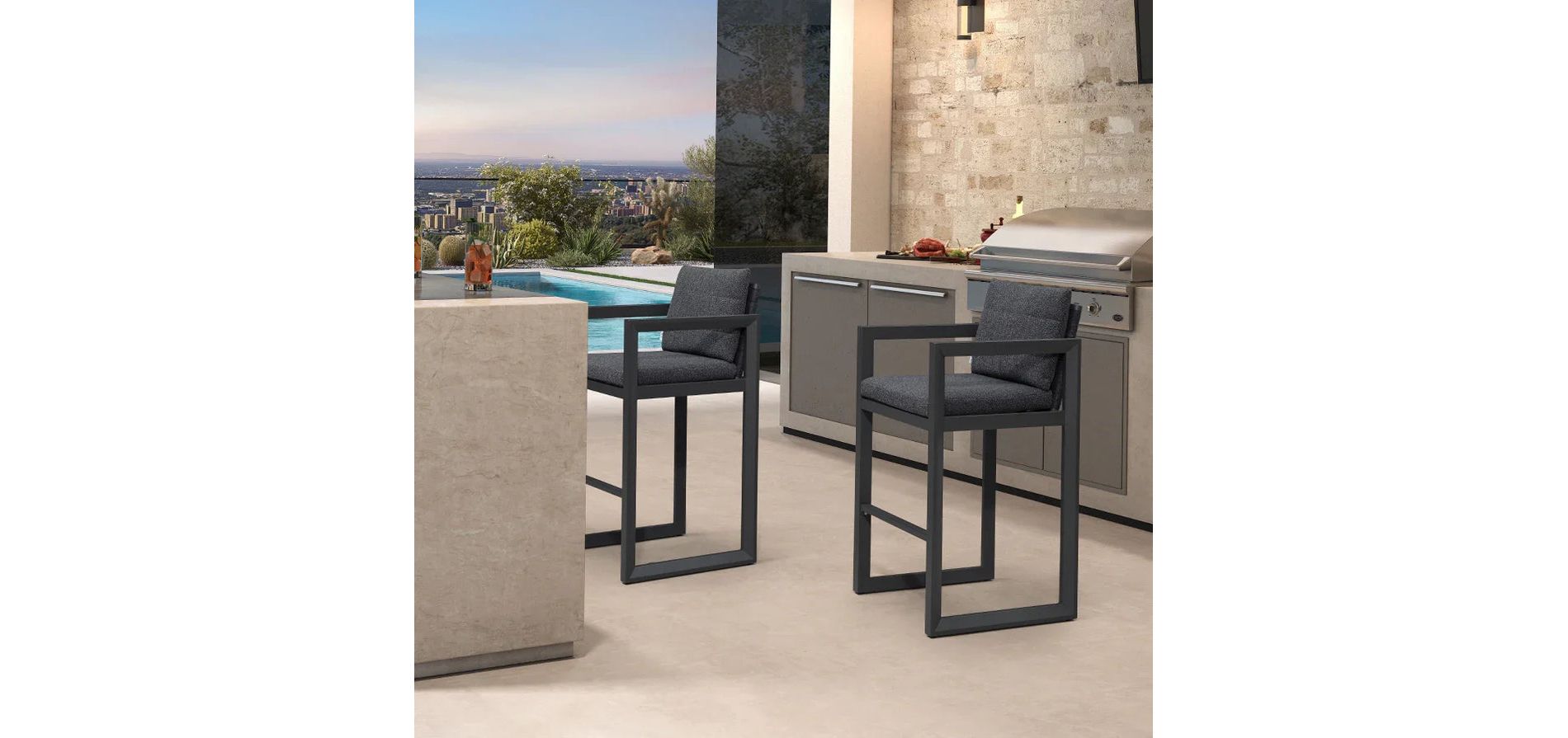 PURPLE LEAF Outdoor Bar Stools Set of 2 30'' Modern Aluminum Barstools with Removable Cushion Patio Bar Stool for Kitchen Outside Island Backyard