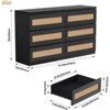 Rattan & Wood 6-Drawer Dresser - Modern Wide Chest, Multi-Scene Storage Furniture for Bedroom/Nursery - 2 of 4
