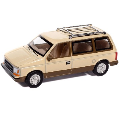 1987 Plymouth Voyager Van Light Cream and Golden Bronze Metallic 2-Tone 1/64 Diecast Model Cars by Auto World
