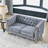 TiramisuBest 58.8" 2-Seater Tufted Velvet Sofa with Rolled Arms & Nailhead Trim, Black for Living Room,Bedroom & Office-2 Pillows - 4 of 4