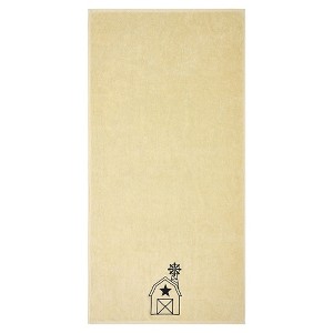 Black Barn w/ Mill Creme Bath Towel Set of 2 27x54 VHC Brands - 1 of 4