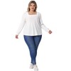 Agnes Orinda Women's Plus Size Square Neck Hollow Eyelet Long Sleeve Dressy Shirts - 3 of 4