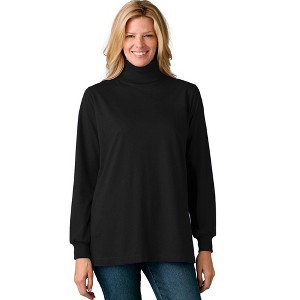 Woman Within Women's Plus Size Petite Perfect Long-Sleeve Turtleneck Tee - 1 of 4