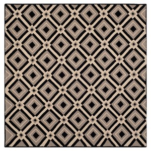 Black/Gray Abstract Hooked Square Area Rug - (6