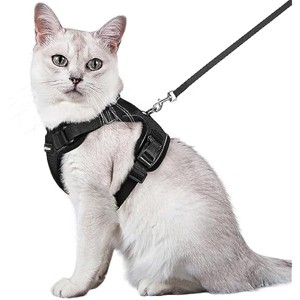 rabbitgoo Cat Harness and Leash for Walking, , Easy Control Breathable Reflective Strips Jacket, Black, M - 1 of 1