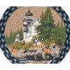 Earth Rugs Round Jute Trivet 10"x10" – Bass Harbor Lighthouse Print with Coastal Braided Design - 3 of 3
