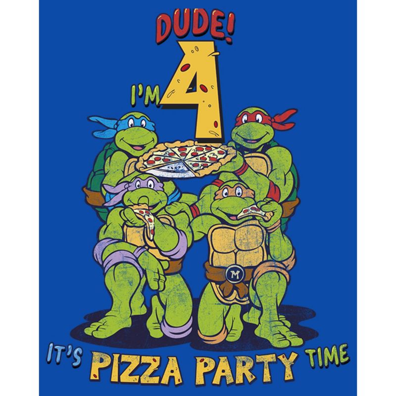 Boy's Teenage Mutant Ninja Turtles 4th Birthday Pizza Party T-Shirt, 2 of 6