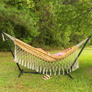 10' Bryant T-Spun Fringe Outdoor Fabric Hammock Dark Yellow - Threshold™: Weather-Resistant, No Stand - 1 of 4