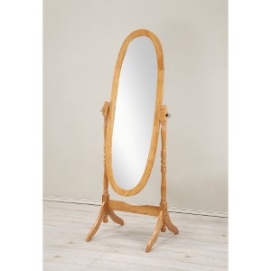Lyngins Traditional Wood Floor Cheval Mirror, Full Length Mirror with Elongated Oval Glass, Stangding Mirror/Floor Mirror/Body Mirror for Bedroom - 1 of 4