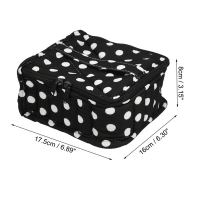 Polka Dot Black and White Nail Polish Organizer Case for 30 Bottles