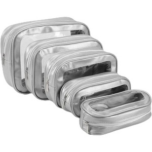 5PCS Diaper Bag Organizer Pouch Set, TSA Approved Toiletry Bag，Clear Waterproof TPU Makeup Bag Set Travel Organizer - 1 of 4