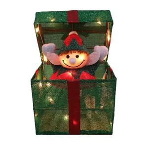 SkyMall Decorative Lighted Animated Pop Up Elf Box - 1 of 4