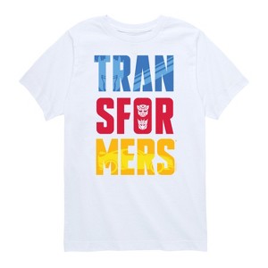 Boys' - Transformers - Autobots and Decepticons Blue Red Yellow Logo Short Sleeve Graphic T-Shirt - 1 of 4