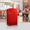 Galanz Retro Compact Refrigerator, 3.3 Cubic Foot Single Door Mini Fridge, Adjustable Mechanical Thermostat, Glass Shelves, Chiller Compartment, Red - image 2 of 4