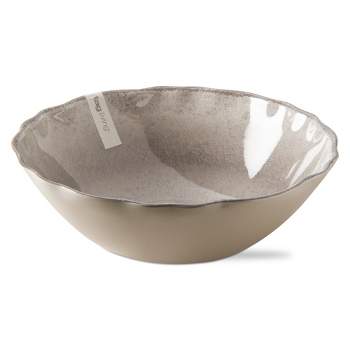 tagltd 11.8"x11.8" Veranda Cracked Glazed Solid Wavy Edge Melamine Serveware Dinnerware Bowl Dishwasher Safe Indoor Outdoor Grey