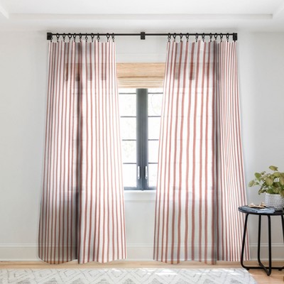 Emanuela Carratoni Old Pink Stripes Single Panel Sheer Window Curtain - Deny Designs