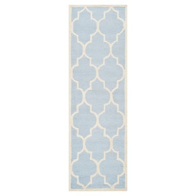 2'6"X12' Runner Alexander Wool Textured Rug Light Blue/Ivory - Safavieh