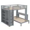 Sapphtopaz Wood Bunk Bed with Dismountable Lower Bed&Desk Versatile Bed Frame with Built-in Shelves&Wardrobe, Loft Bed for Teens - 4 of 4