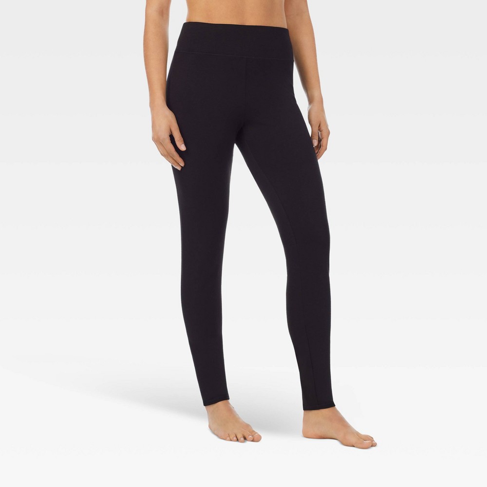 Warm Essentials by Cuddl Duds Women's Everyday Comfort High-Waist Thermal Leggings - Black S