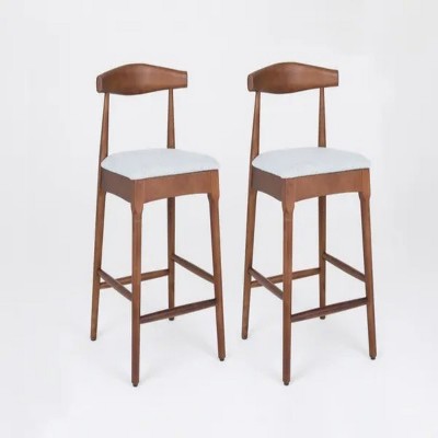 Mid-Century Modern Design Solid Wood 24" Counter Stools ,Upholstered Counter Stools with Wood Legs