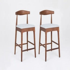 Mid-Century Modern Design Solid Wood 24" Counter Stools ,Upholstered Counter Stools with Wood Legs - 1 of 4
