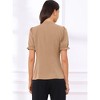 INSPIRE CHIC Women's Bow Tie Neck Solid Color Elastic Cuffs Elegant Office Short Sleeve Blouse - 4 of 4