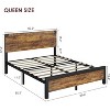 Homhougo Full Size Bed Frame with Storage, 4 Drawers and Heavy Duty Strong Metal Support Bed Frame with Wooden Headboard and Footboard, Brown - 2 of 4