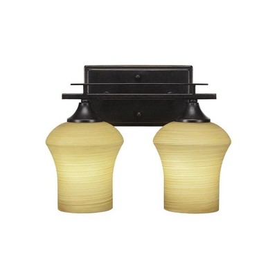 Toltec Lighting Uptowne 2 - Light Vanity in  Dark Granite with 5.5" Zilo Cayenne Linen  Shade