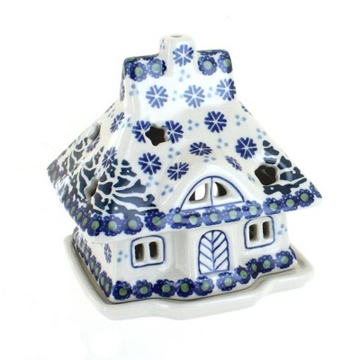 Blue Rose Polish Pottery Festive Fir House Luminary