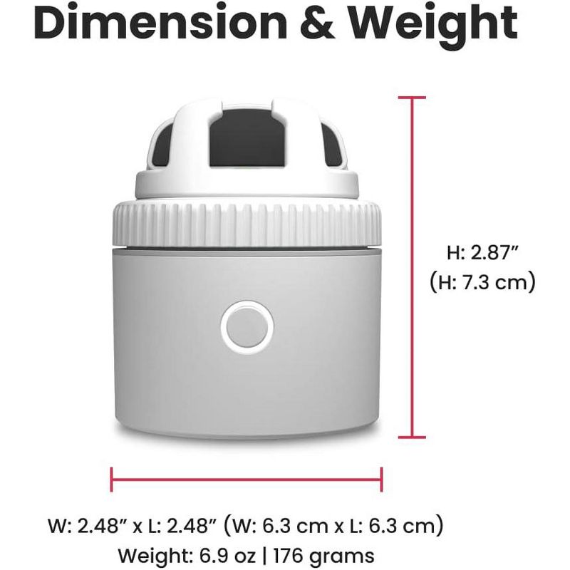 Pivo Pod Lite Auto Face Tracking Phone Holder, 360° Rotation, Handsfree Video Recording - White, 4 of 5