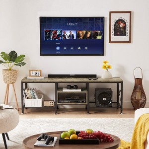 VECELO Industrial TV Stand, Entertainment Center Metal Frame, 70 Inch - 1 of 4