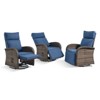 Belord Outdoor Swivel Recliner Chairs Set of 3, Brown Wicker Recliner Patio Swivel Chair with Adjustable Reclining Back and Lifting Footrest - 4 of 4