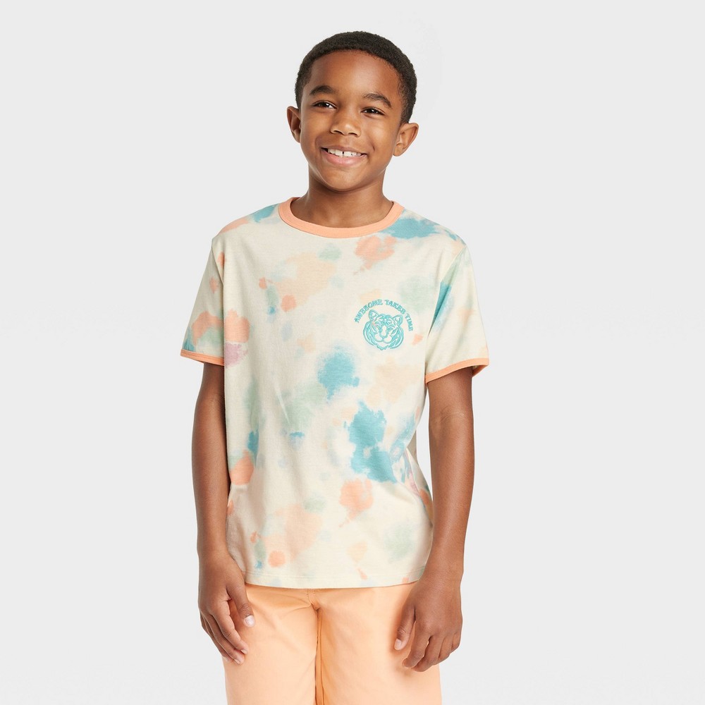 Boys' Short Sleeve Embroidered Tiger Tie-Dye T-Shirt - Cat & Jack™ XS