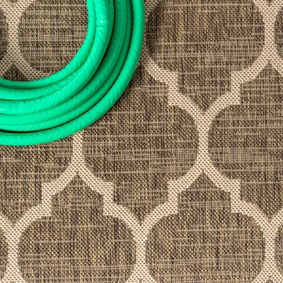 Moroccan Trellis Brown/Beige Synthetic Indoor/Outdoor Runner Rug