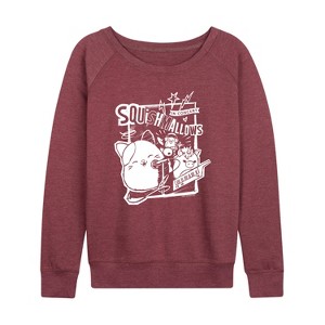 Women's - Squishmallows - Concert Lightweight French Terry Wide Neck Long Sleeve Shirt - 1 of 4