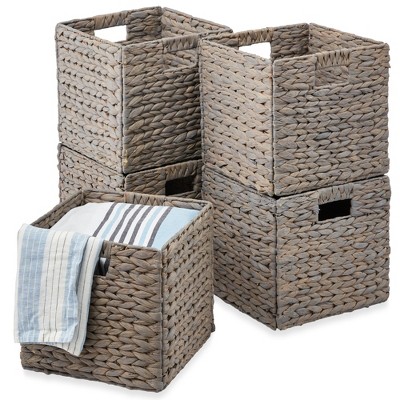 Mdesign Natural Hyacinth Stackable Pantry Bin Basket : Target