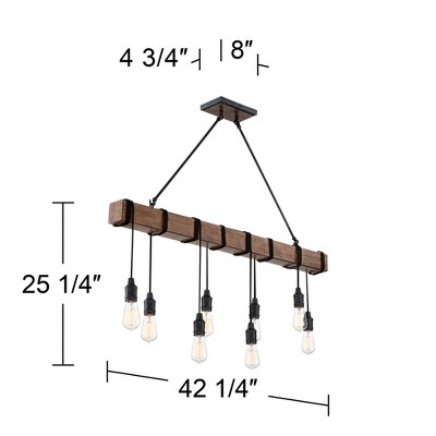 Tomas Black Wood Grain 8-Light Island Pendant Chandelier