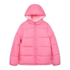 LONDON FOG Little/Big Girls' Fleece Lined Hooded Puffer Coats - 1 of 4