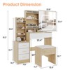 Vanity Desk with Sliding Mirror and Lights, Makeup Vanity Set with 4 Drawers, Stool, Open Shelves - 2 of 4