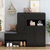 2-in-1 Shoe Cabinet Bench with Cushion,51" Modern Entryway Organizer with Arched Doors and Adjustable Shelves for Hallway-Baofuwish - 2 of 4
