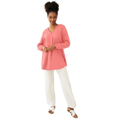 ellos Women's Plus Size V-Neck Inverted Pleat Tunic