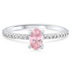 Pompeii3 1Ct Accent Side Diamond & Oval Pink Topaz Ring Gold Lab Created - 3 of 4