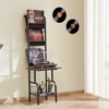 HDZNVF 5 Tiers Record Player with LED Light & USB Ports Vinyl Shelf Black - 2 of 4