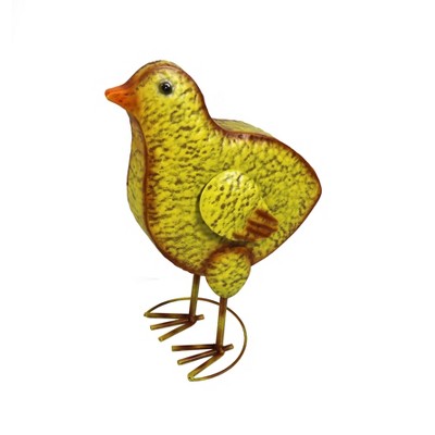 10.25" Steel Baby Chick Garden Statue Yellow - Backyard Expressions