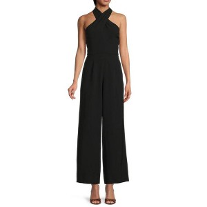 EG PRO Women Crepe Jumpsuit Stretch Criss Cross Halter Neckline Sleeveless With Pockets - 1 of 4