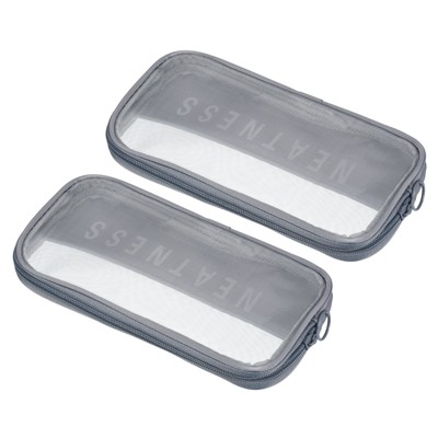 Unique Bargains Nylon Mesh Zipper Portable Travel Home Storage Makeup Bags 2 Pcs