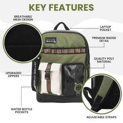 The Mandalorian Star Wars The Mandalorian Green 18.5" Backpack — фото 2