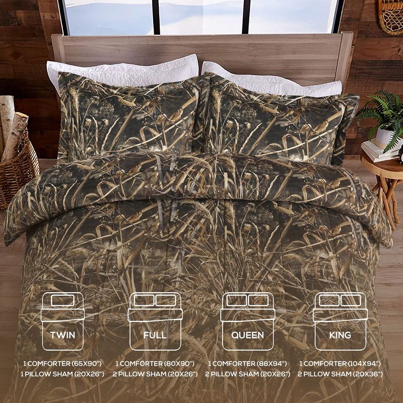 Realtree Max-5 Camo Comforter Set, Premium Polycotton Fabric, Camouflage Bed Set Full, Super Soft 3-Piece Forest Bedding Set Hunting & Outdoor, 5 of 8