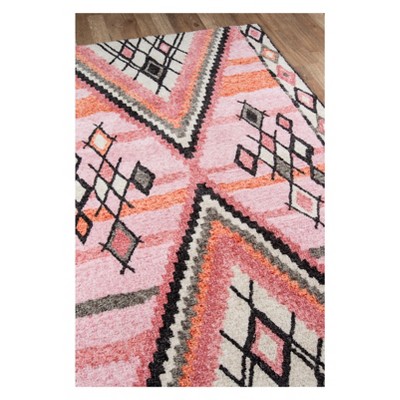 Margaux Red and Pink Geometric Tufted Runner Rug