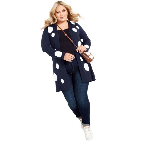 Avenue Women's Plus Size Spot It Cardigan - image 1 of 4